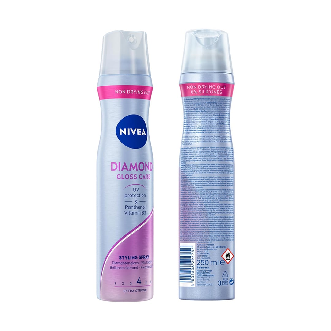 سپری حالت دهنده و براق کننده مو نیوآ Nivea مدل Diamond حجم 250 میل
