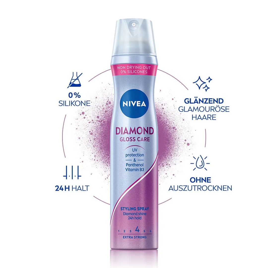 سپری حالت دهنده و براق کننده مو نیوآ Nivea مدل Diamond حجم 250 میل