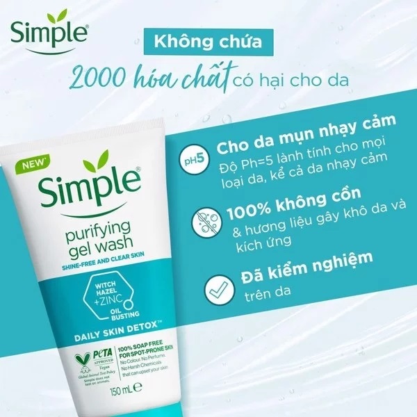 ژل شست و شو SIMPLE مدل PURIFYING DAILY SKIN DETOX