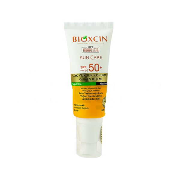 کرم ضد آفتاب بی رنگ بیوکسین +SPF50 مناسب پوست چرب 50 میل