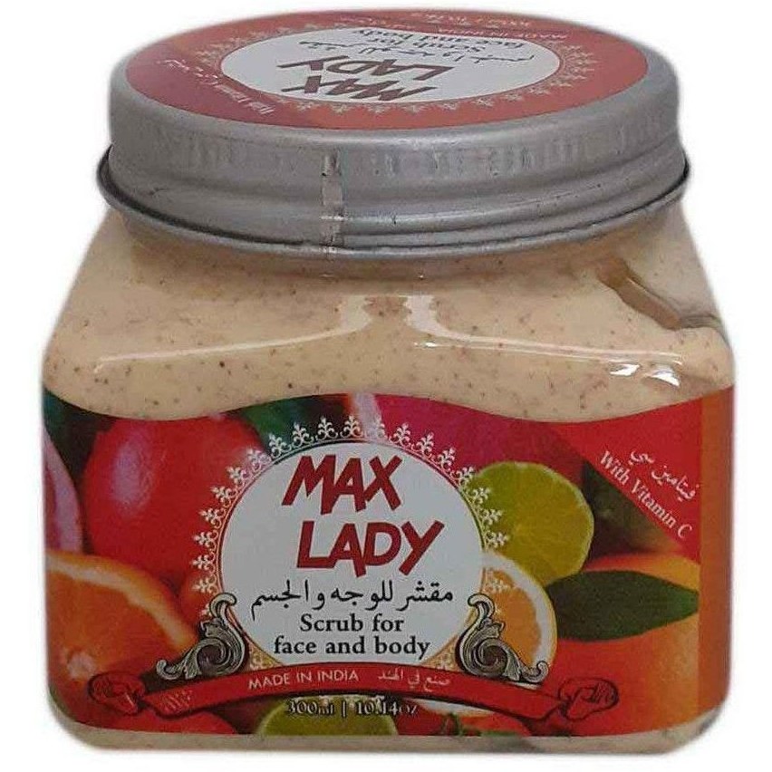 اسکراب صورت و بدن مکس لیدی مدل پرتقال _ حجم 300 میلی لیتر
