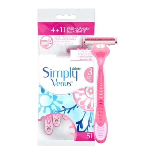 خودتراش ژیلت ونوس 3 تیغ مدل Simply Venus بسته 5 عددی
