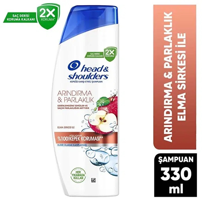 شامپو پاک کننده قوی و درخشان کننده هد اند شولدرز Head and Shoulders حاوی سرکه سیب حجم 330 میلی لیتر
