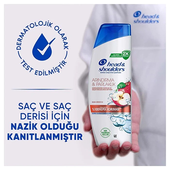 شامپو پاک کننده قوی و درخشان کننده هد اند شولدرز Head and Shoulders حاوی سرکه سیب حجم 330 میلی لیتر