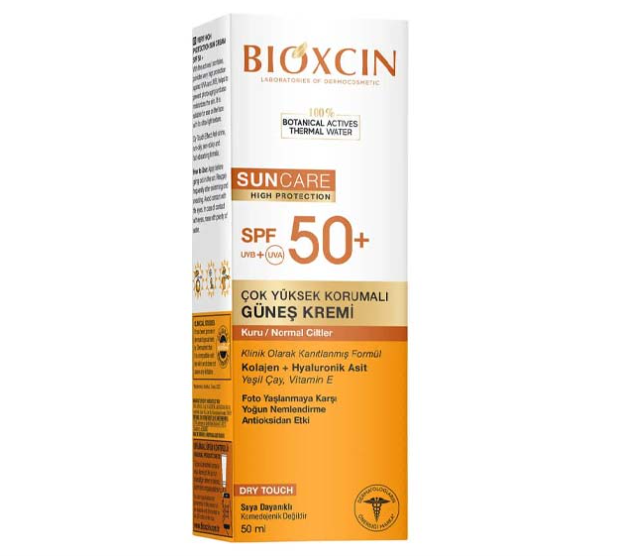 کرم ضد آفتاب بی رنگ بیوکسین+SPF50 مناسب پوست های خشک حجم۵۰ میل