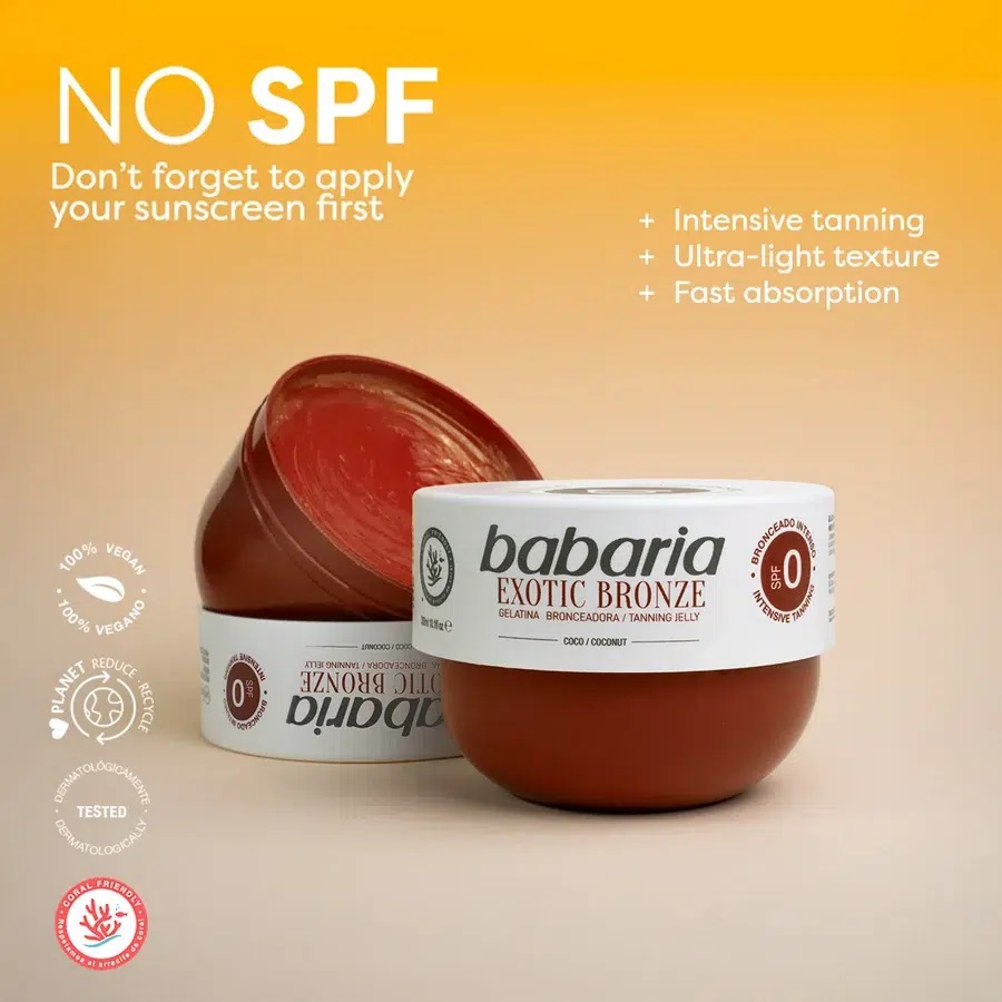 ژل برنزه کننده باباریا کاکائو نارگیل SPF0 حجم 300 میل