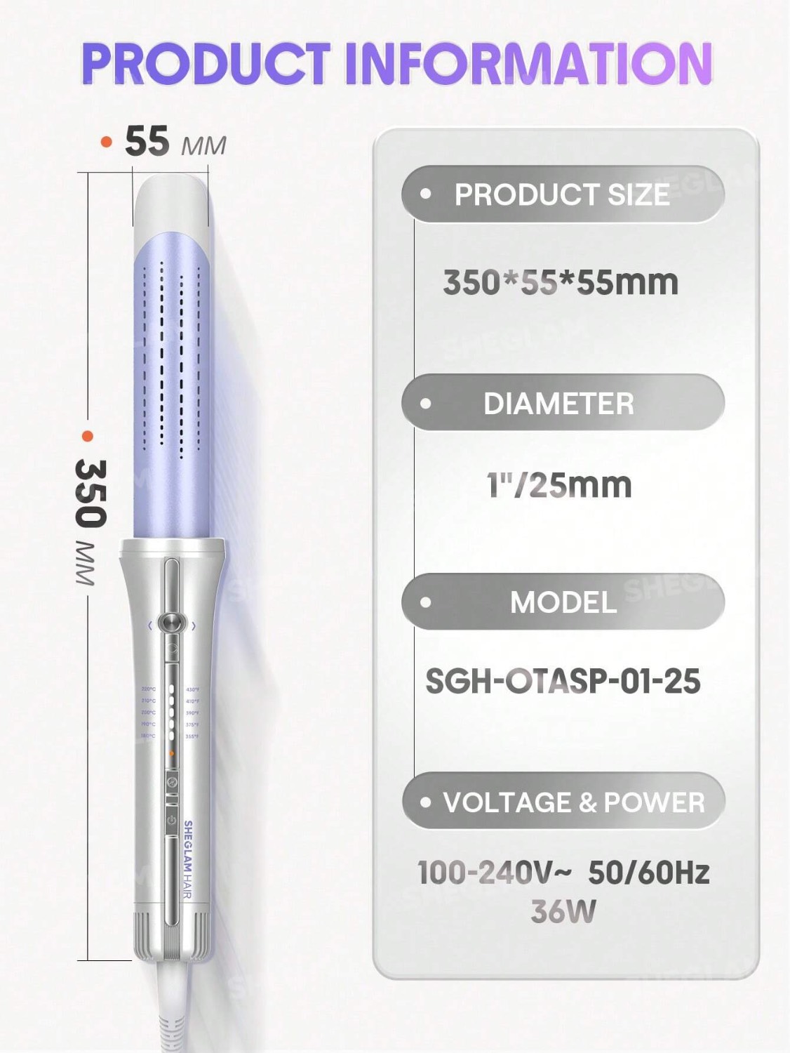 دستگاه فر کننده باد سرد اتوماتیک شیگلم مدل ایرفلو استایلر پرو سایز 25mm