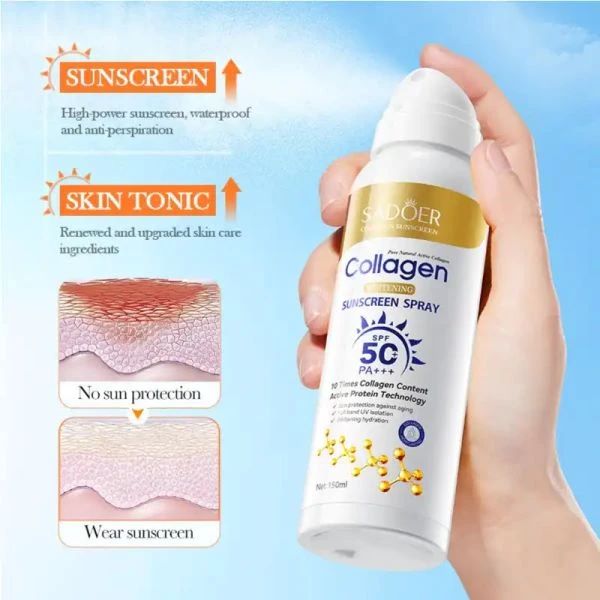 اسپری ضد آفتاب بی رنگ سادور SPF 50 حجم 150 میلی لیتر