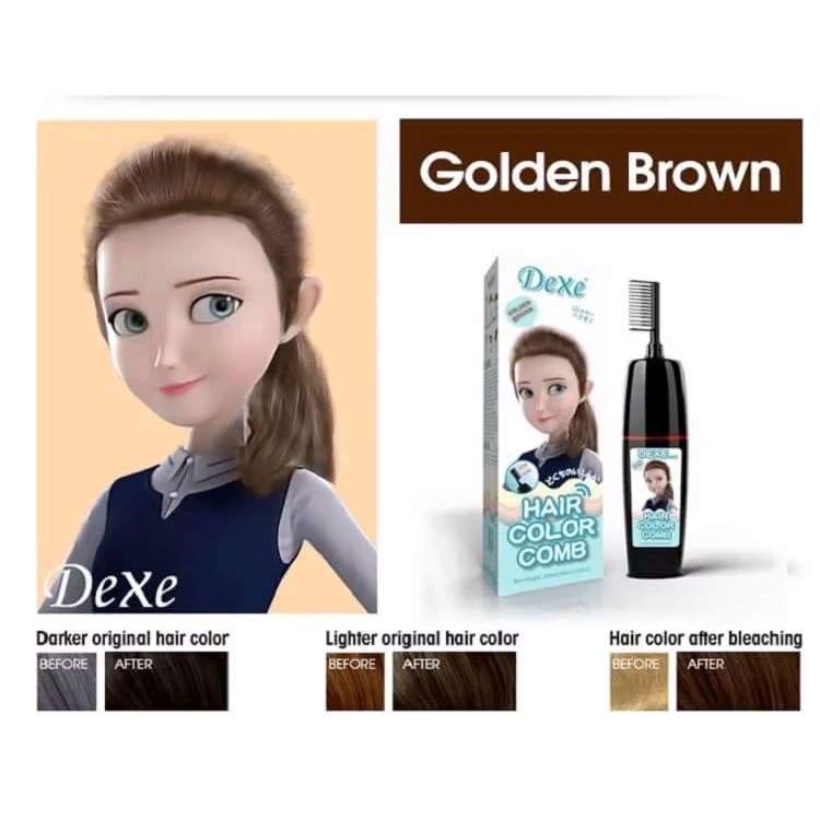 شامپو رنگ دکسی مدل قهوه ای طلایی GOLDEN BROWN DEXE (رنگ موی موقت نسکافه ای)