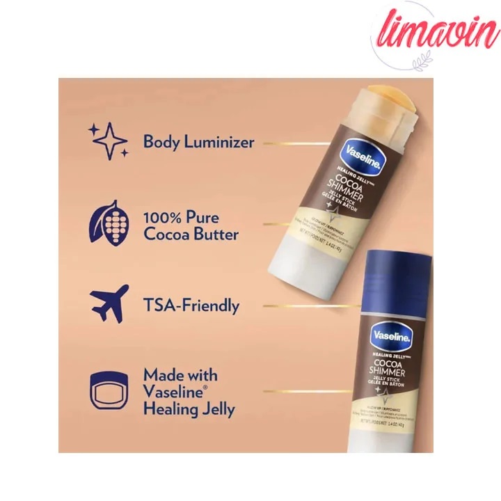 شیمر استیکی براق و درخشان کننده وازلین Vaseline مدل Cocoa Shimmer Jelly Stick وزن 40 گرم