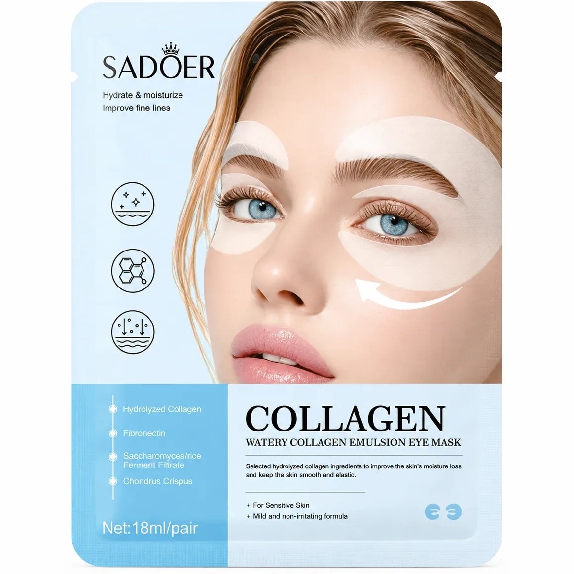 ماسک دور چشم برند ساذور مدل کلاژن ژله ای (یک جفت)